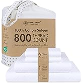 Threadmill Luxury 100% Cotton Queen Bed-Sheets - 800 Thread Count Jacquard Celine Hotel White, Better Than Egyptian Cotton,4 Pc Striped Bed Set, Damask Sheets with 16" Deep Pocket