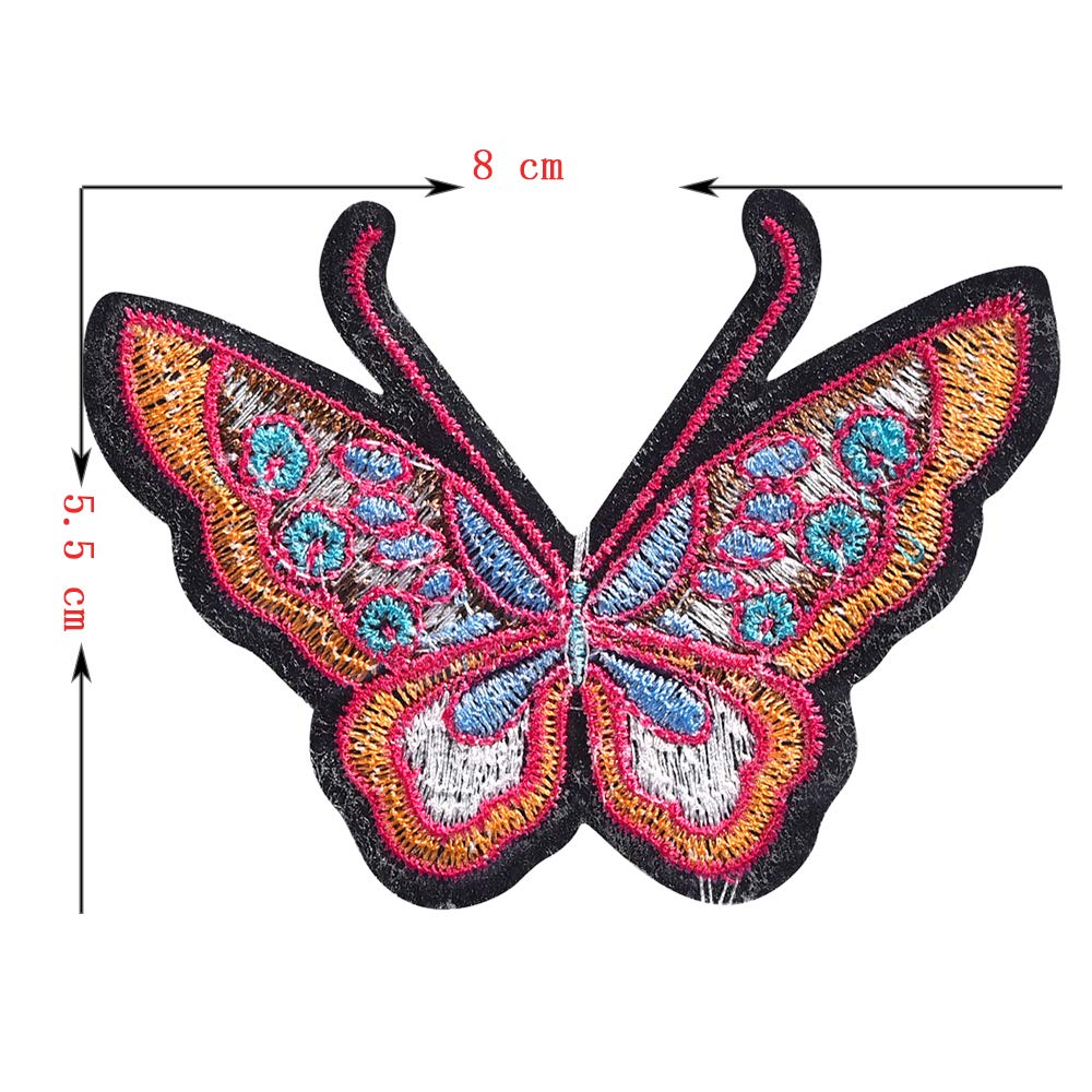 Isense Iron/Sew on Embroidered Butterfly Patches Assorted Bees Cicadas Patches for Jeans Jackets Shirts Backpack Shoes Perfect DIY Decoration Accessory