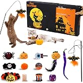 Halloween Cat Toys Advent Calendar 2026 13 Days Interactive Kitten Gifts | Gothic Pets Countdown Calendar to Halloween with Bat Feather Wand, Plush Pumpkin, Bell Ball for Cat Holiday Play Supplies