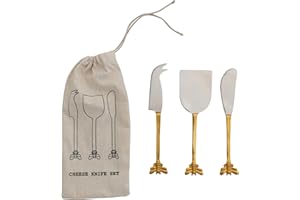 Creative Co-Op 3-Piece Stainless Steel Cheese Knives with Bee Handles, Gold