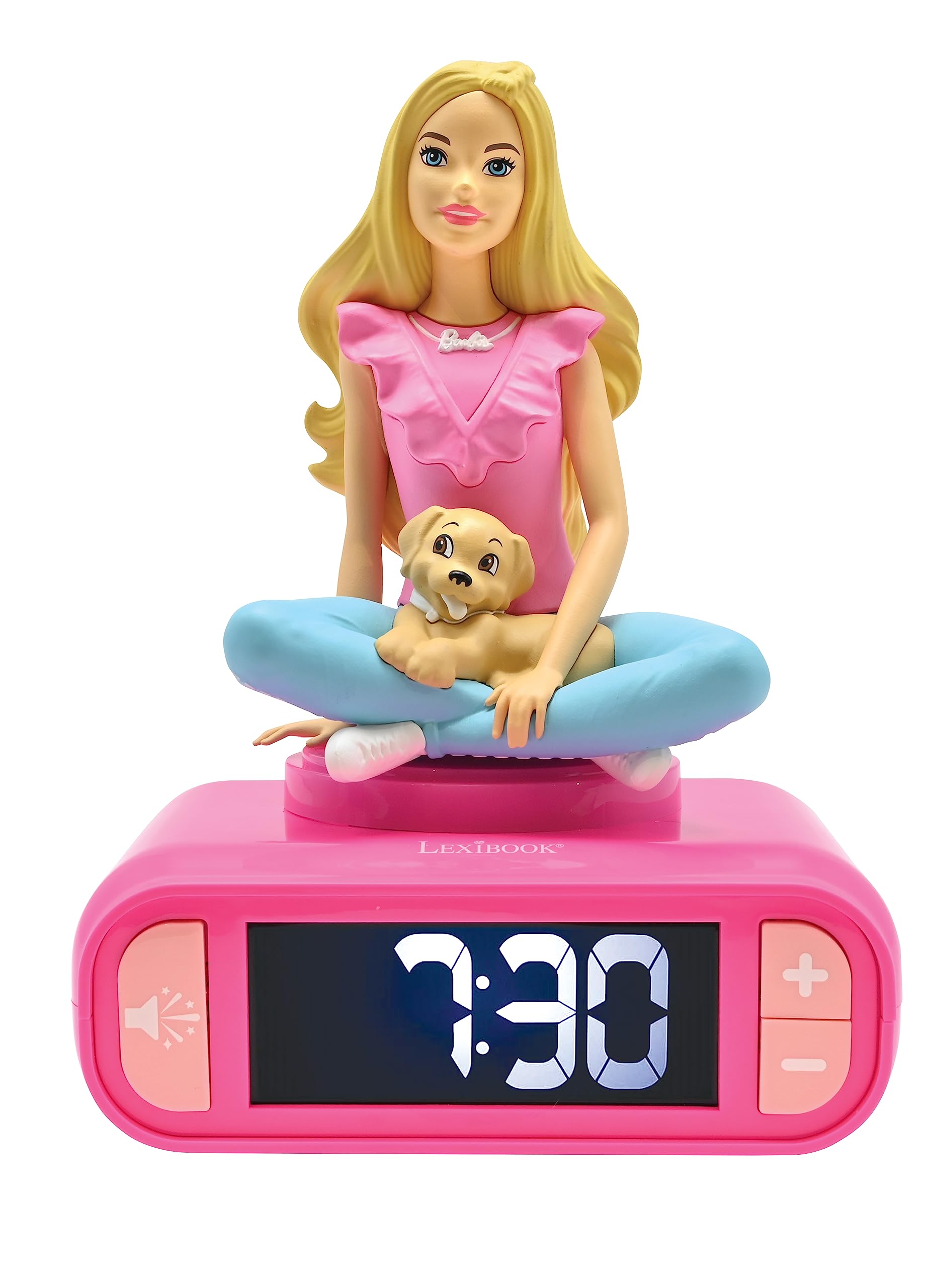 LEXIBOOK, Barbie, Nightlight alarm clock, Sounds and Melodies, LCD Backlit screen, Luminous, Snooze, Pink, RL800BB — image 1
