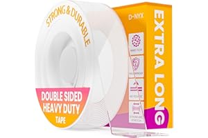 D-NYX Heavy Duty Double Sided Tape - Extra Large Nano Double Sided Adhesive Tape 1.18 inch Wide Removable Wall Tape Sticky Poster Tape Decor Carpet Tape, Clear Mounting Tape Picture Hanging Strips 9.85ft