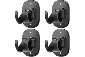KMEIVOL Yallo Self Adhesive Curtain Rod Bracket (4 Count), Universal Plastic Curtain Rod Holders, Can be Drilled or Self-Adhesive, Curtain Rod Hooks for Bathroom, Bedroom, Livingroom, Kitchen (Black)