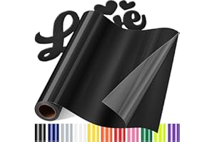 Yikda 3D Puff Vinyl Heat Transfer for T-Shirts, 12''x6ft 3D Puff HTV Iron on Vinyl, Black 3D Puff Vinyl Heat Transfer HTV Roll for Heat Press Clothing