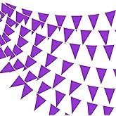 Hahafelt 100 Feet Pennant Banners Flags 75 Solid String Triangle Flags for Grand Opening, Carnival Theme Birthday Party Decoration Outdoor Events Classroom Decoration(Purple)