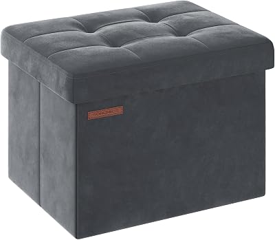 SONGMICS Storage Ottoman Foldable Foot Rest 31x41 cm Slate Grey LSF200G51