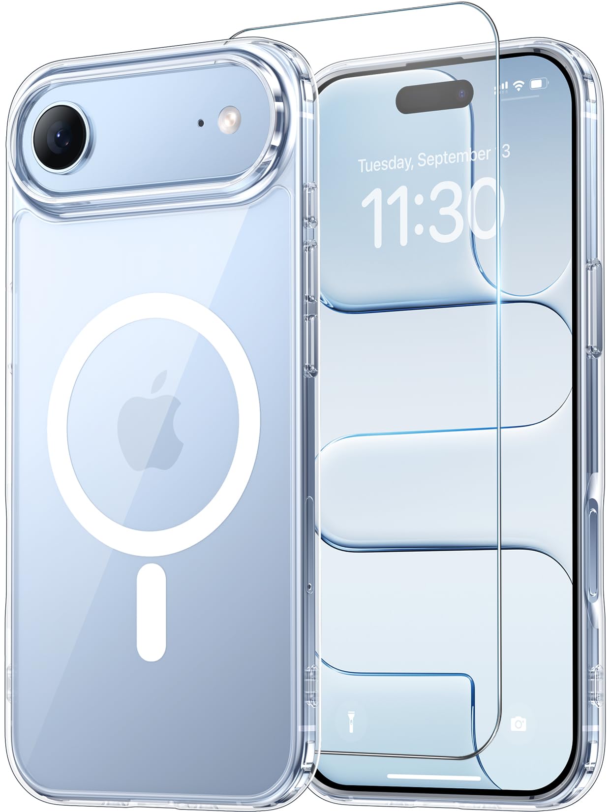 Photo 1 of Temdan for iPhone Air Case Clear with Screen Protector, [Compatible with Magsafe][Anti-Yellowing][Military-Grade Protection] Shockproof Slim Magnetic Phone Case Cover, Transparent