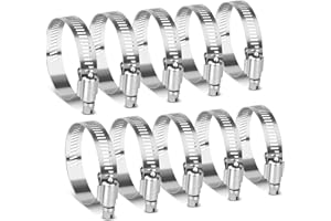 10 Pieces Hose Clamp 2 1/4 Inch, Stainless Steel Hose Clamps for 1-1/4 Inch to 2-1/4 Inch Hose Pipe Large Adjustable Worm Gea