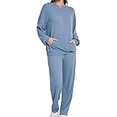 Fnumoa Womens Waffle Knit Hooded Pajama Sets Long Sleeve Matching Lounge Set Loungewear Sweatsuit with Pockets