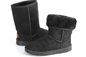 Moclever Boots For Women Snow Winter, Women Ladies Snow Boots Waterproof Faux Suede Mid-Calf Boots