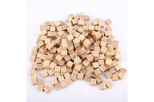 300pcs Square Wood Blocks, 0.4 Inch Unfinished Wood Cubes Wooden Natural Blocks for Arts and Crafts, Puzzle Making, and DIY P