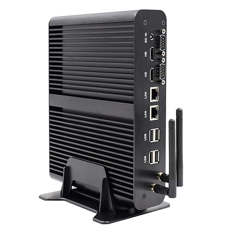 HISTTON Lüfterloser PC Mini PC Desktop PC Intel Core i7 5500U 8GB DDR3 RAM 128GB SSD,DIY SSD,2 * RS232 COM,Dual HDMI,Double W