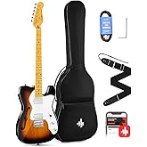 Donner 39 Inch Jazz Electric Guitar TL Thinline F Hole Beginner Full Size Hollow Guitar with H-H Pickups,Bag, Strap, Cable,Su
