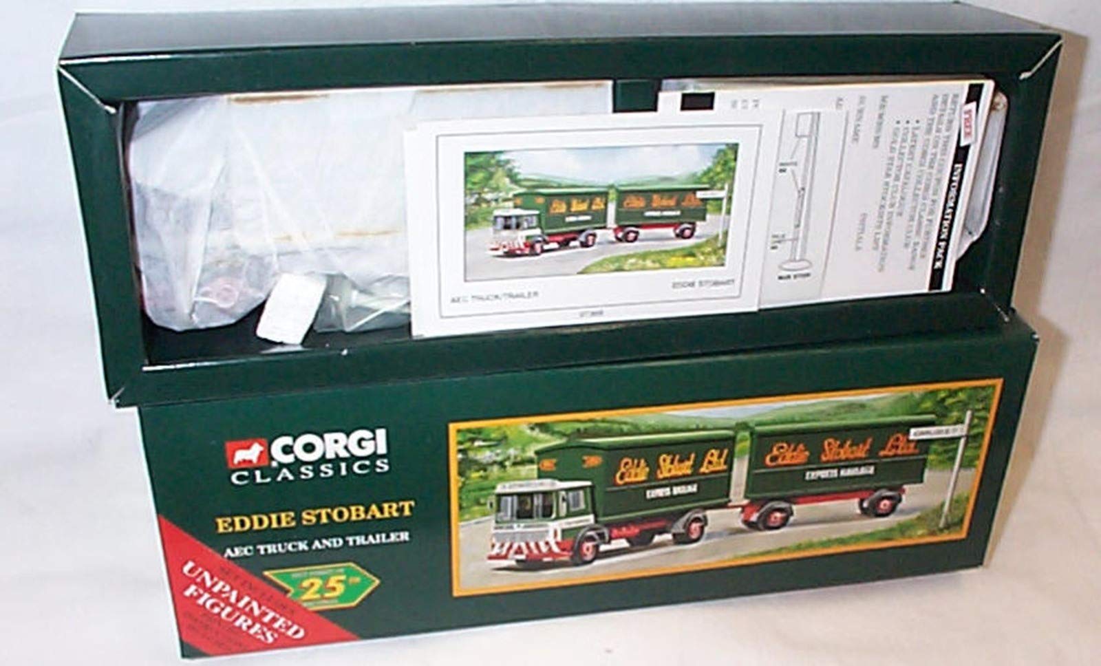 Corgi classic eddie stobart AEC truck and trailer lorry with unpainted figures 25th anniversary set limited edition diecast model