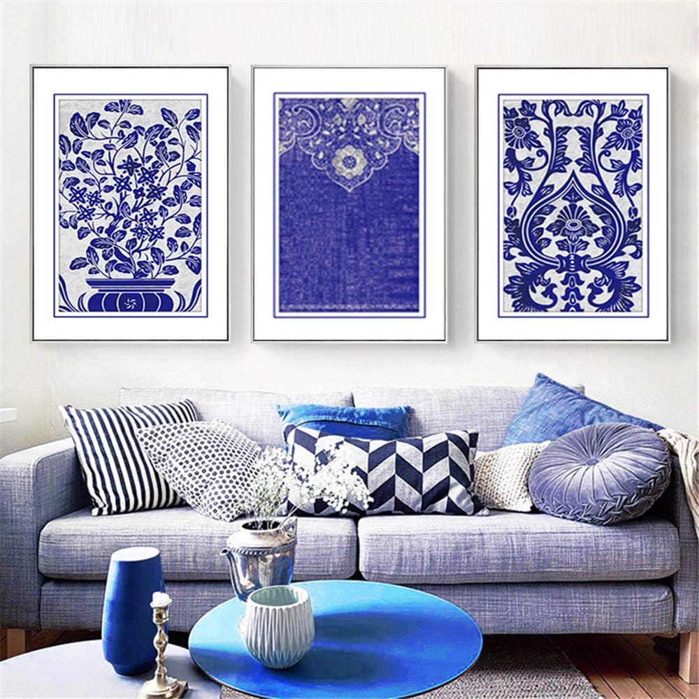 Amazon Com Gsmwy Abstract Blue Flower Vase Canvas Print Paintings Pop Wall Art Pictures Poster On Canvas Living Room Home Decor 3 Pieces 40x60cm No Frame Posters Prints