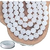 8mm Natural Matte White Jade Round Gemstone Frosted 100Pcs Bulk Loose Beads for Jewelry Making Bracelet with Stretch Beading Cord LPBeads
