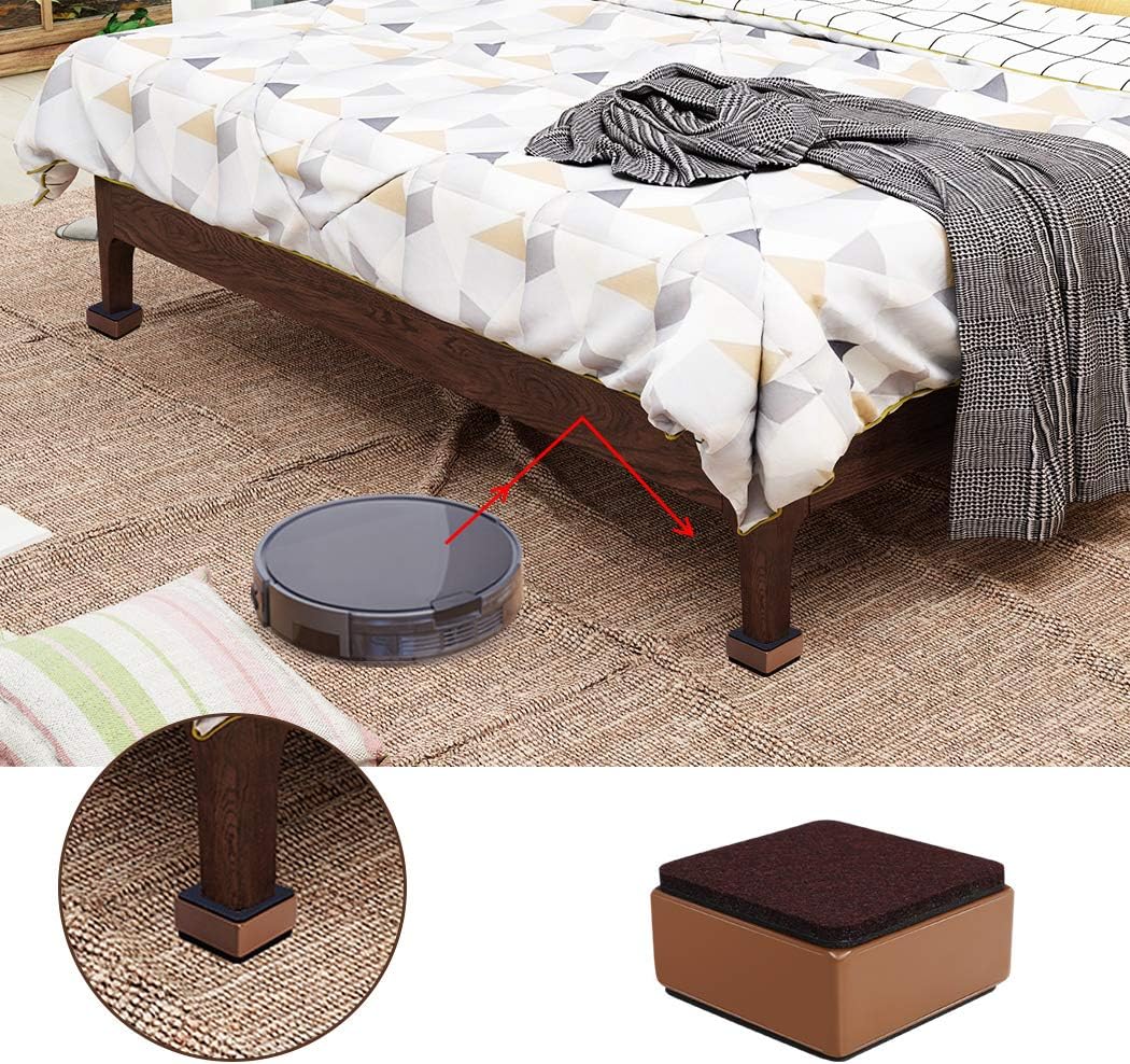 Ezprotekt 4 Pack Furniture Risers Solid Steel Bed Riser Sofa Lift,Adds 1-1/5" Height to Heavy Furniture or Beds Self-Adhesive Furniture Chair Table Riser Heavy Duty Supports 20,000 lbs(Square, Brown): Home & Kitchen