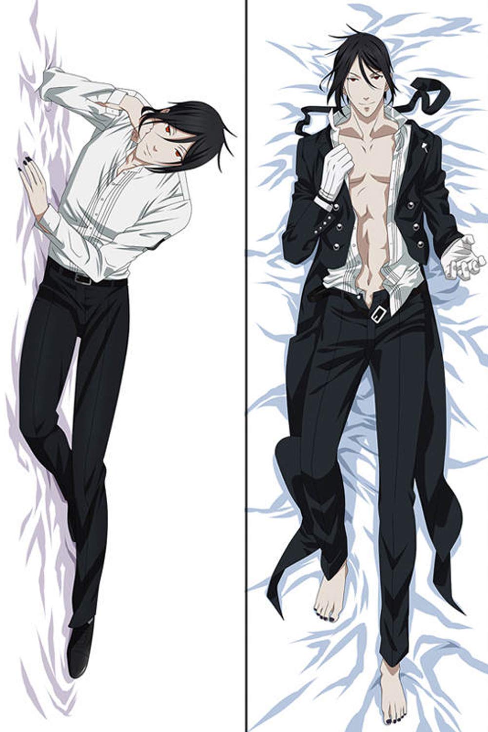 Kuroshitsuji Sebastian Butler Michaelis Body Hug Pillow Case Cover - 150x50cm (Peach Skin)
