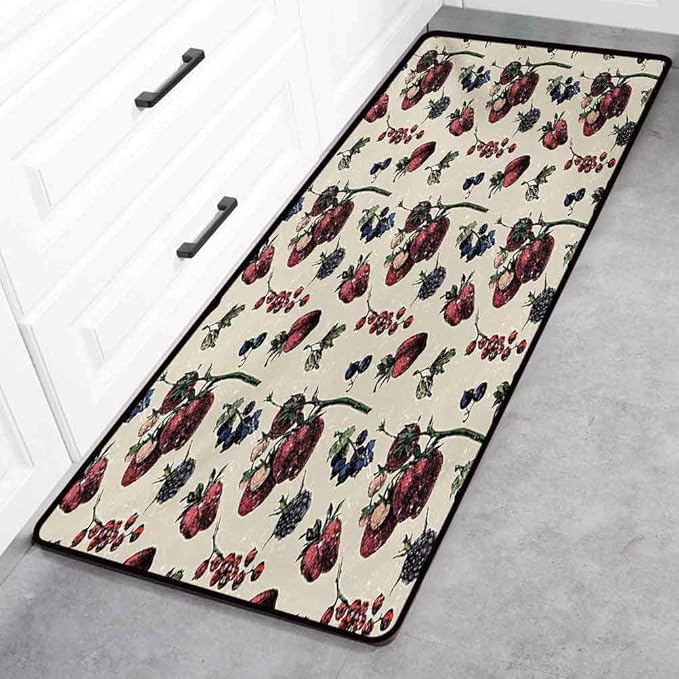 Alfombrillas de baño clásico, diseño artístico de frutas de bayas