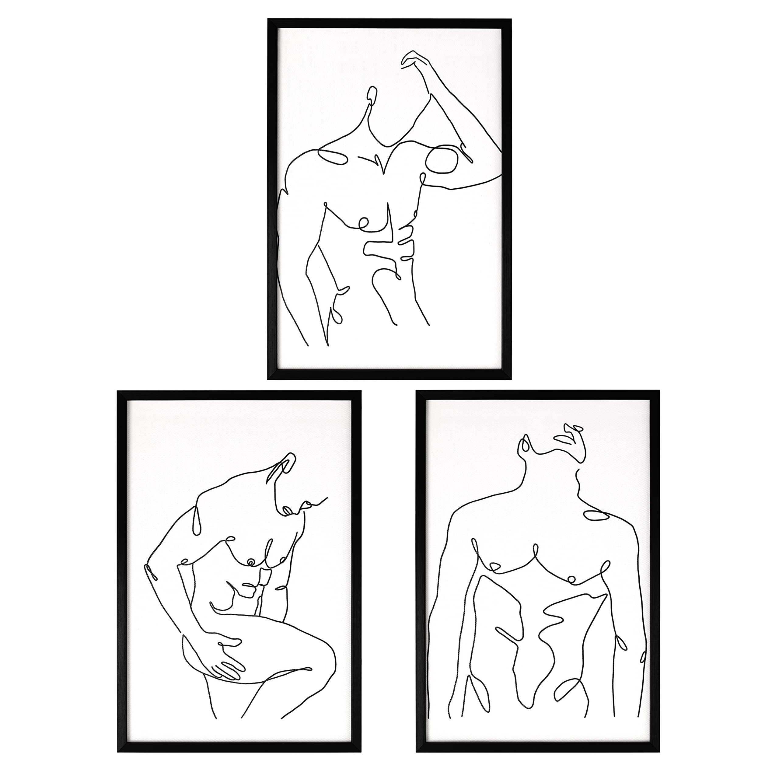 Photo 1 of Male Wall Art Painting Home Wall Decor- Abstract Man Body Print Line Art Gay Poster Nude Paintings Minimalist Wall Art Pictures Home Decoration Man Black and White 3 (8.25x12.25 Inch) Plastic FRAMED.
