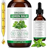 WELOSUER Organic Melissa Lemon Balm Extract Herbal Supplement Leaf Extract Drops, Natural Lemons Balm Drops for Relaxation, Plant Nutrient Solution, Vegan, Sugar & Alcohol-Free Calming Supplement