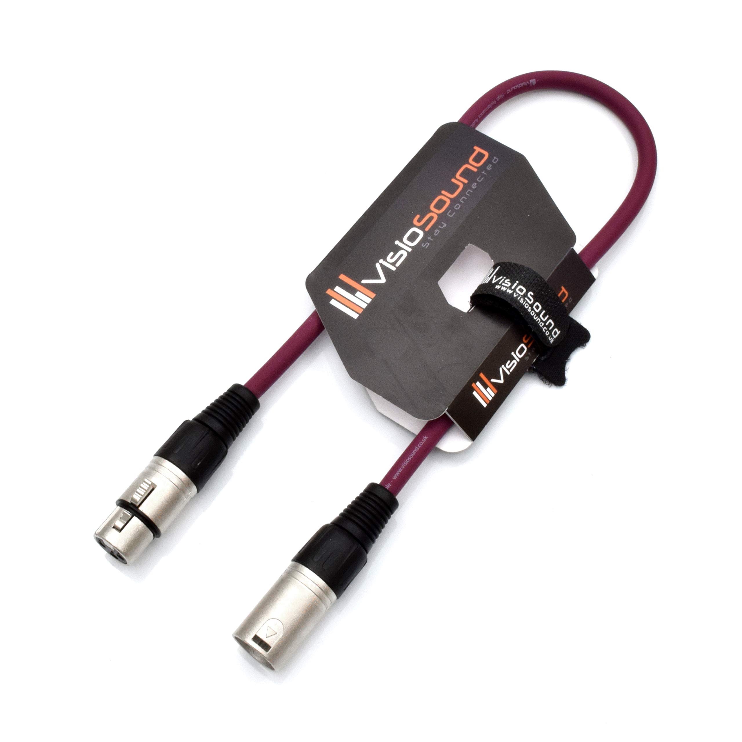 VisioSound Male to Female XLR Mic Lead/Balanced Microphone/Mic Patch Cable / 7 Colours (0.5m, Purple)