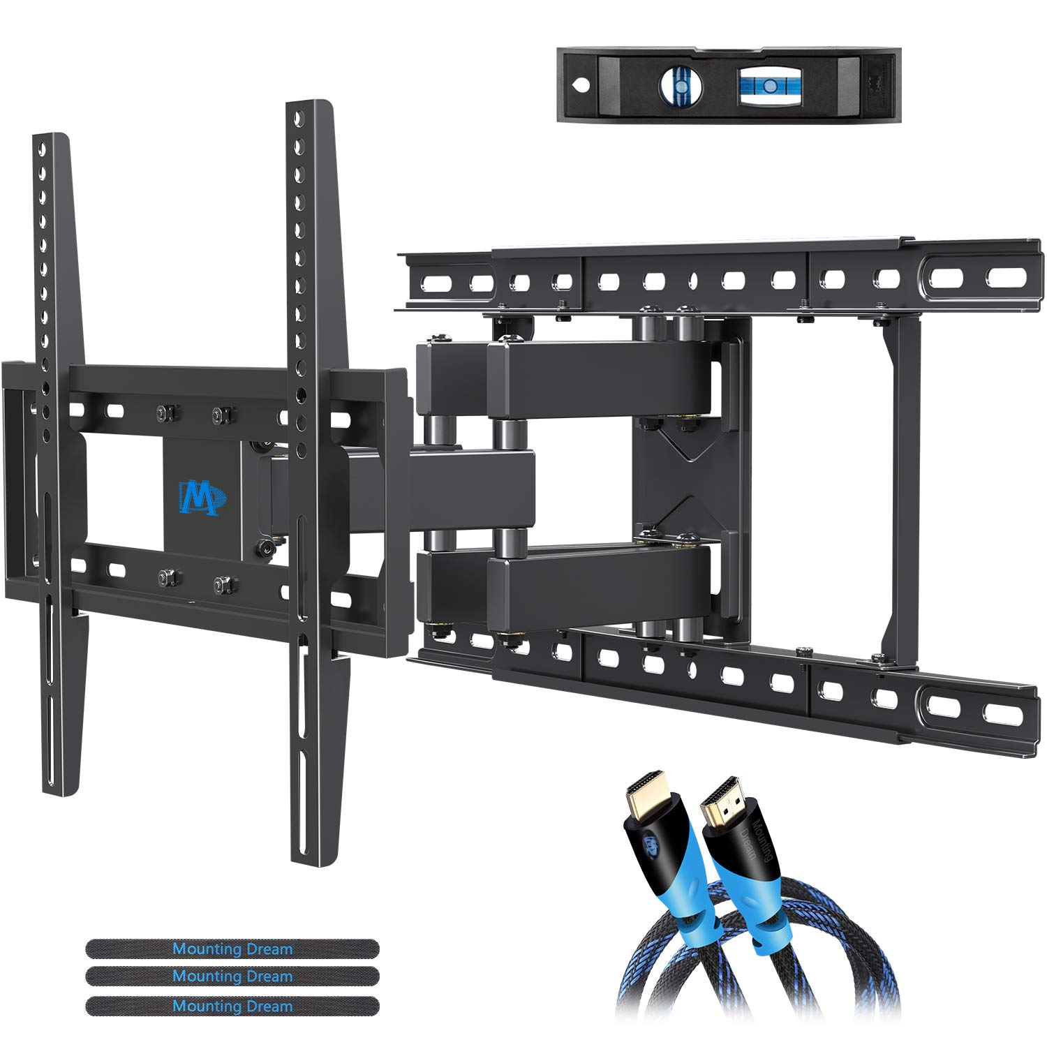 Mounting Dream TV Mount Full Motion TV Wall Mounts for 26-55 Inch Flat Screen TV, Wall Mount TV Bracket with Dual Arms, Max VESA 400x400mm and 99 LBS, Fits 16", 18", 24" Studs MD2380-24K TV Mounts