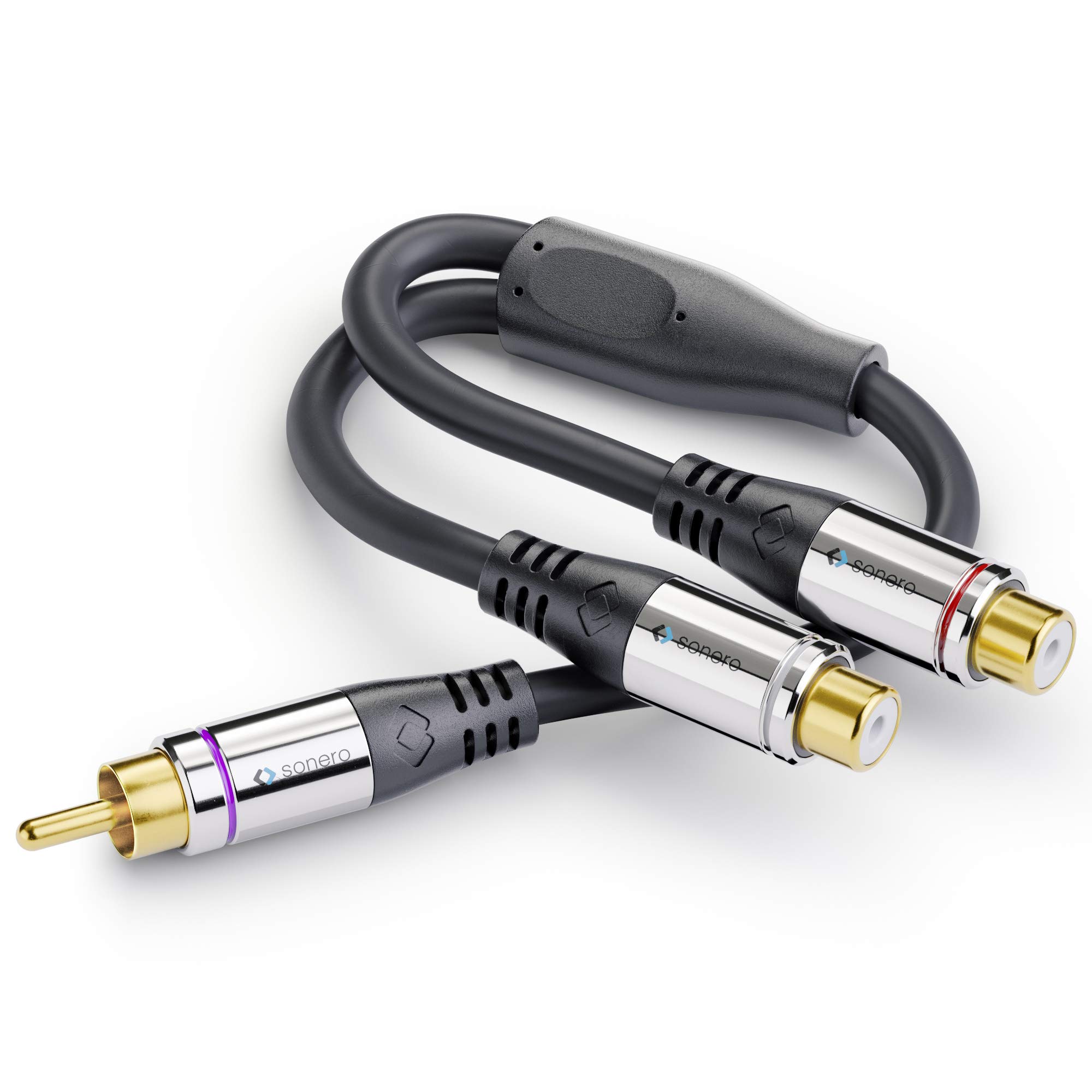 Sonero® Premium Subwoofer Audio Adapter, 0.20 m, RCA Male to 2x RCA Female Black