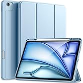 Akkerds Compatible for iPad Air 13 Inch Case (M3/M2) 2025/2024 with Pencil Holder, Trifold Stand Protective Cover/Soft TPU Back for iPad Air 13 Case, Supports Touch ID, Auto Wake/Sleep, Sky Blue