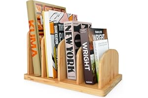 Cook Book Organizer, Recipe Book Holder Rack, Tabletop Stand for Convenient Cookbook Storage, 4-Slot Cook Book Stand Kitchen 