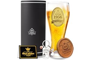 1956 70th Birthday Gifts for Men, Pint Glass 1956 580 ml Mens 70th Birthday Gifts, Personalised Decorations Beer Glasses, Dad