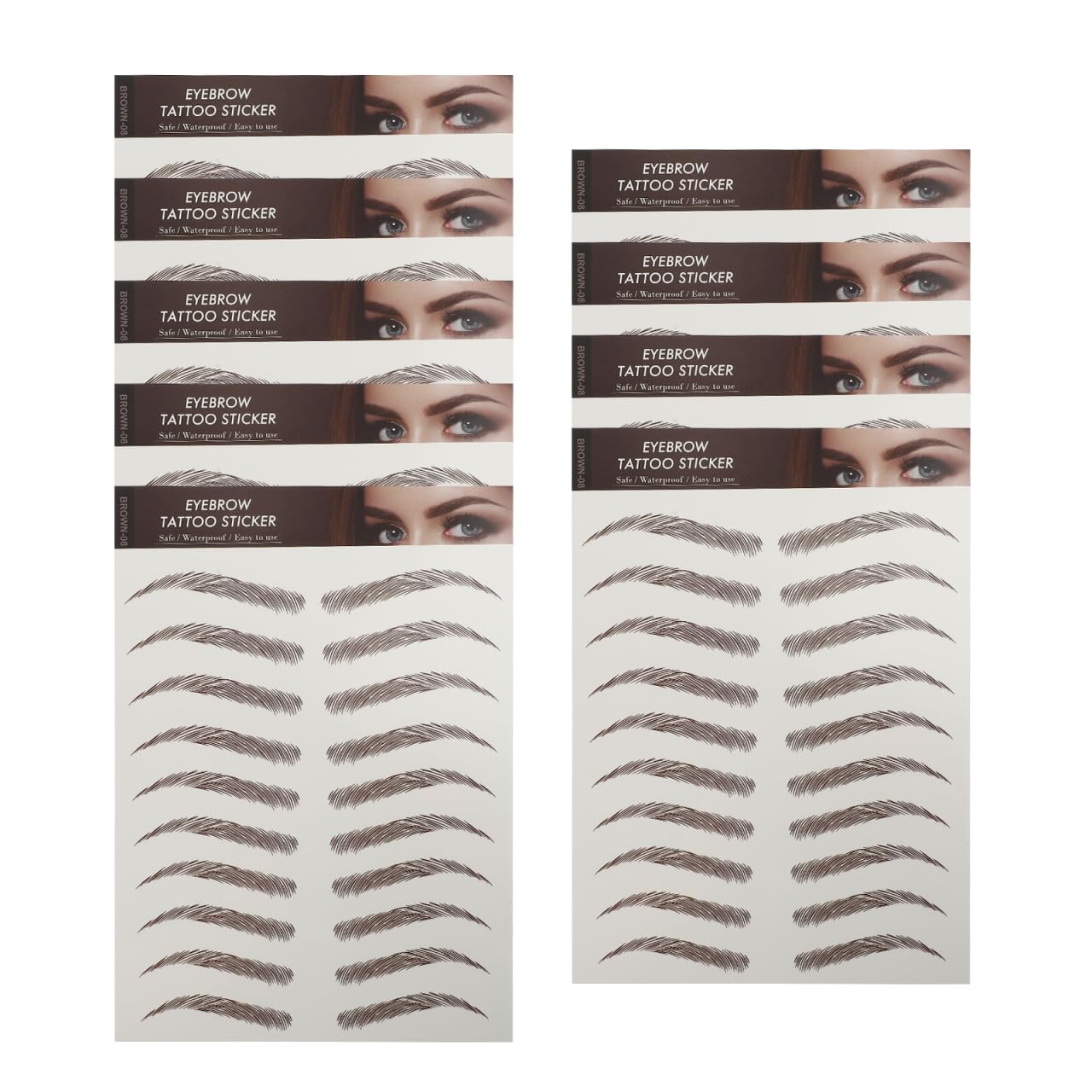 Lurrose Waterproof Eyebrow Stickers 9 Sheets 6D Hairlike Imitation Eyebrow Transfer Stickers for Natural Full Brows Easy Application for Light Sparse Eyebrows