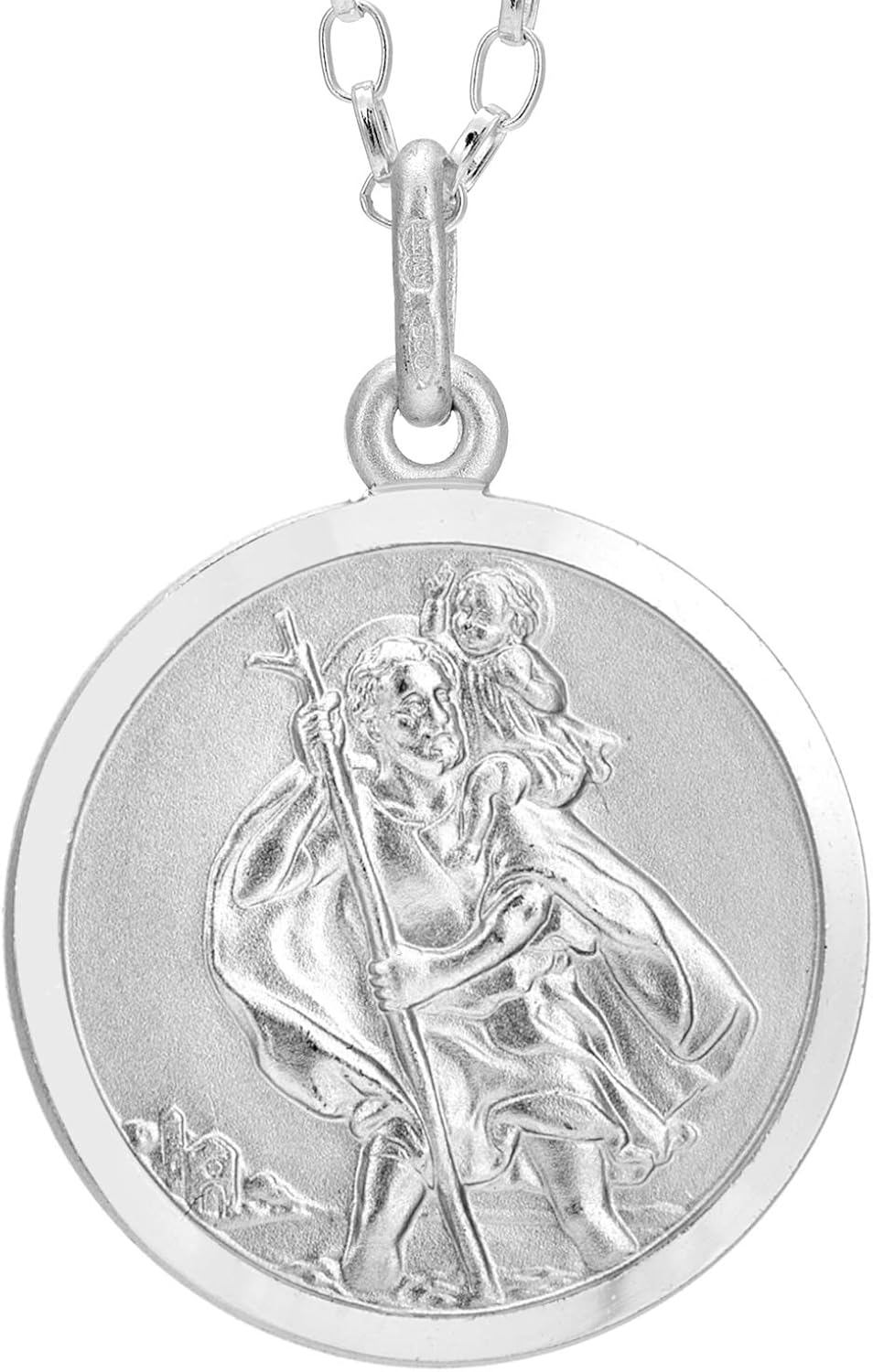 Collier Médaille Saint Christophe En Acier Inoxydable - Bijou De Protection Pour Voyageurs - Homme Et Femme