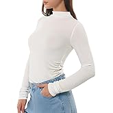 C202 Women's Mock Turtle Neck Long Sleeve Shirts Merino Wool Knit Tops Fitted Slim Fit Basic Tees Cozy Embrace Collection