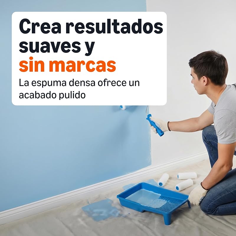 - Kit de rodillos de pintura de espuma, rodillo de 10 cm, paquete de 8