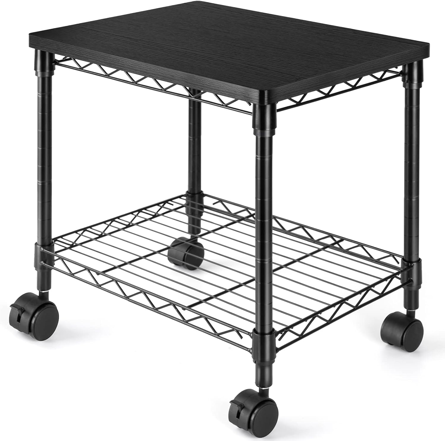 HUANUO Under Desk Printer Stand - 2 Tier Printer Cart for Storage, Mobile Printer Riser with Swivel Wheels, Holds up to 100 lbs, Perfect Desk Organizer Shelf for Home & Office: Electronics