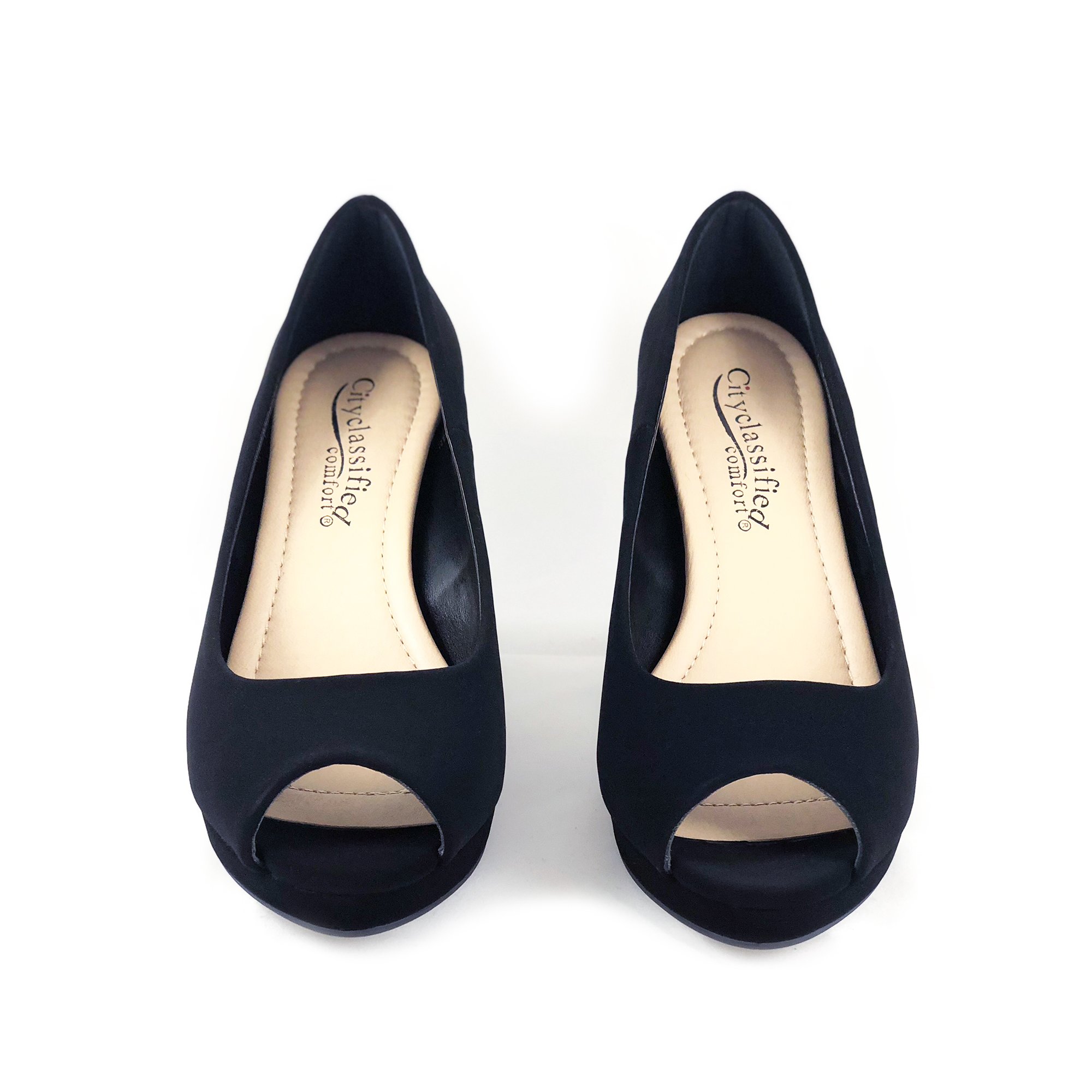 City Classified Comfort Walter Peep Toe Extra Comfort Insole Stiletto Heel Classic Dress Pumps - Image 4