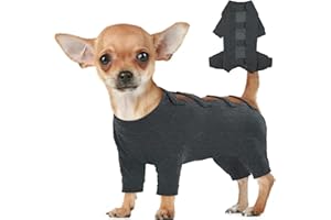 Kuoser Dog Recovery Suit, Male Female Dog Onesie for Surgery Bodysuit, Soft Dog Surgical Suit Anti Licking Dog Shirt for Spay Neuter, Long Sleeve Dog Shedding Clothes Cone Alternative, Grey XS