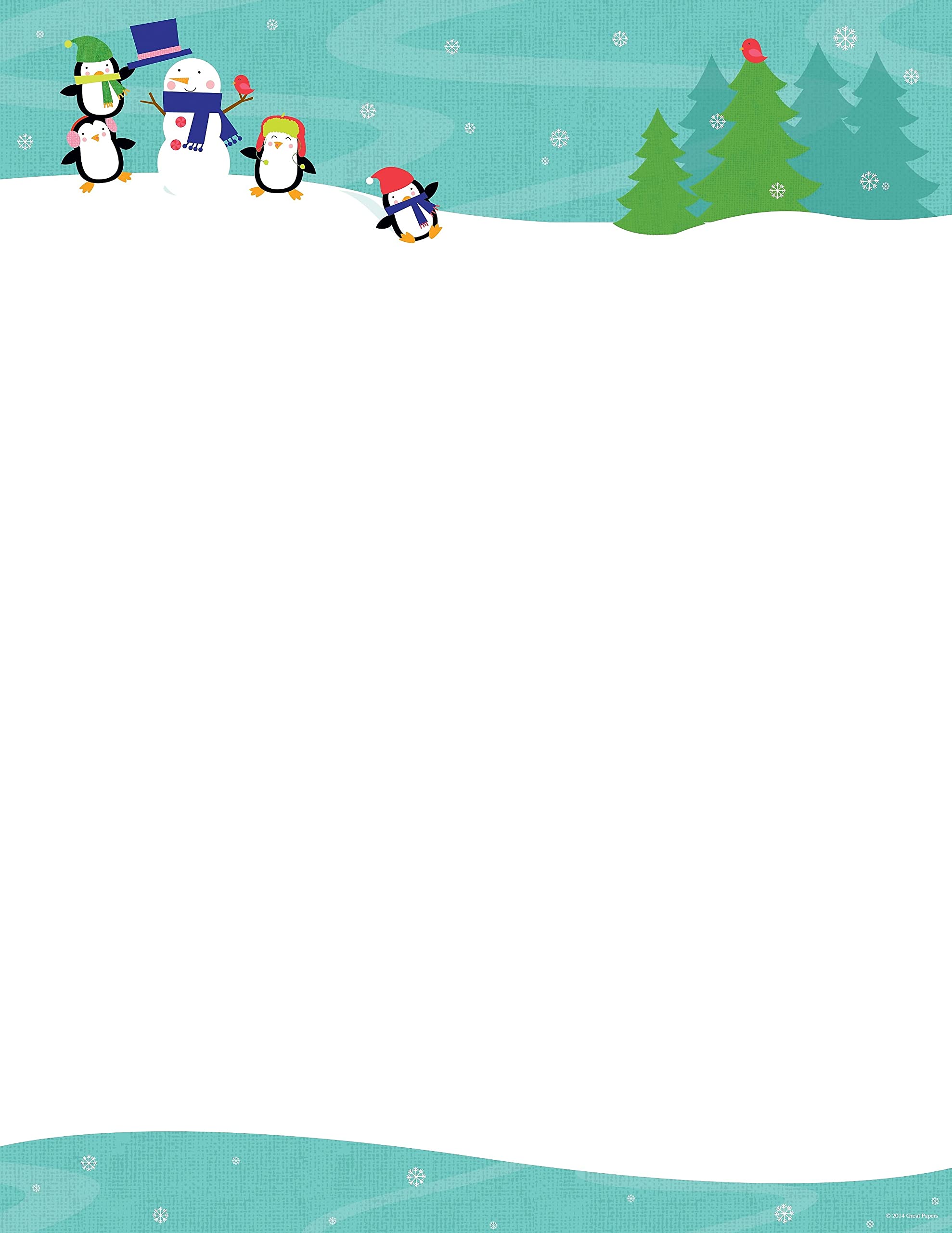 Great Papers! Penguins Playing Letterhead, 80 Count, 11" x 8.5" (2014059)