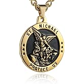 HZMAN St Michael The Archangel Catholic Medal Stainless Steel Amulet Pendant Necklace