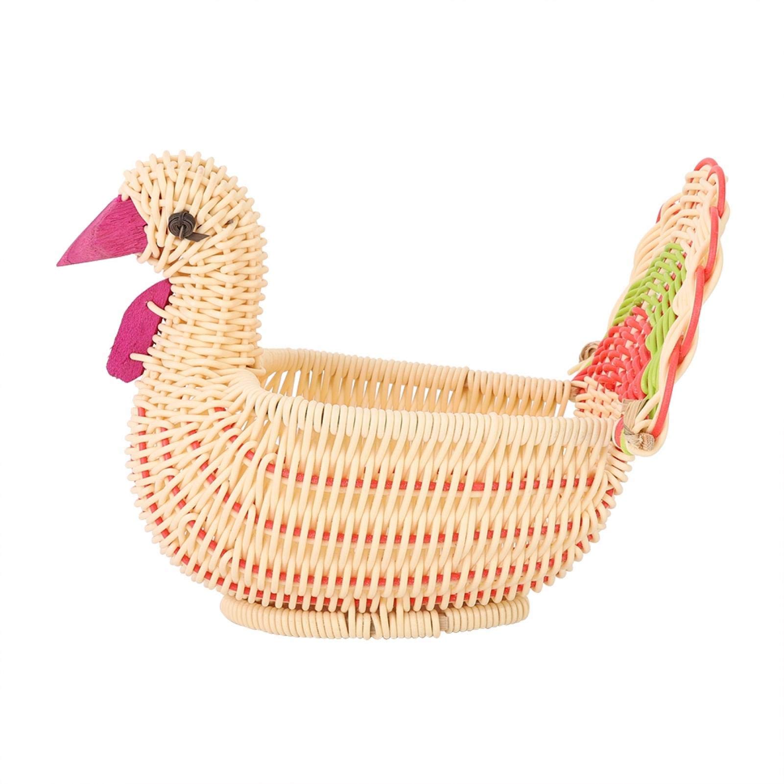 Natural Picnic Basket Hamper, Oval Storage Baskets Turkey Shaped Wicker Bread Basket Storage Hamper DisplayTray Birthday Christening Wedding Christmas Gift Hampers