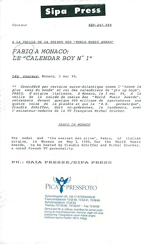 Amazon Com Vintage Photo Of Fabio Model Entertainment Collectibles