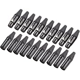 MFL. 3-Pin XLR Cable Connector Male and Female with Nickel Housing and Silver Contacts Mic Cable Plug Connector Audio Socket, Black, 10 Pairs