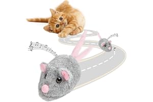 Pawsayes Cat Toys Squeaky Rechargeable Moving Mouse with Dynamic Magic Tail, Automatic Self Play Mouse Interactive Toy for In