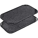 Sensarte Nonstick Griddle Grill Pan, Pro-Grid Reversible Grill & Griddle Pan, Two Burner Cast Aluminum Griddle, Portable for 