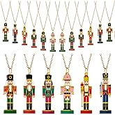 Kigeli 12 Pcs Christmas Nutcracker Pendant Necklace Christmas Jewelry Gift for Women Creative Cartoon Nutcracker Soldier Charm Acrylic Necklace Xmas Birthday Party Favors