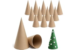 VESFASOV 12 Pcs Paper Mache Cones for Christmas, Open Bottom Cardboard Cones for Crafts Christmas Tree Gnomes Ornament, Paper Cones Tree Cone for DIY Art Projects Decorations, 5.9 * 2.76 inch