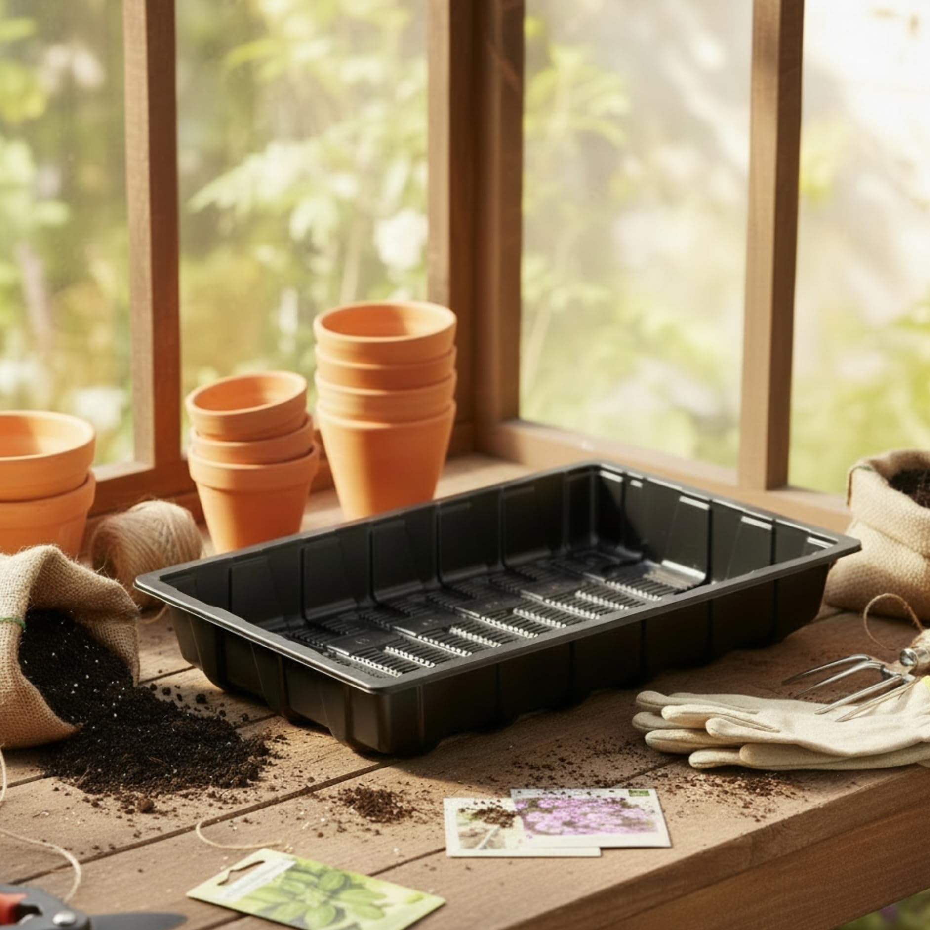 Nutley's 38cm Plastic Full-Size Seed Trays Without Drainage Holes (Pack of 3), British Made