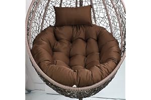 Eoieov Egg Swing Chair Cushion,Hanging Egg Chair Cushion with Ties,Thicken Egg Chair Cushion Outdoor,Washable Egg Swing Chair Cushion with Headrest,Coffee