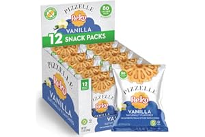 Reko Pizzelle Waffle Cookies, Individually Wrapped Single Serve Snack Packs - Italian Cookies with No Artificial Flavors, Colors or Preservatives - 5 Cookies per Pack, Box of 12 – Vanilla
